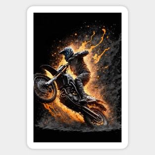 Dirt Bike With Flames Sticker